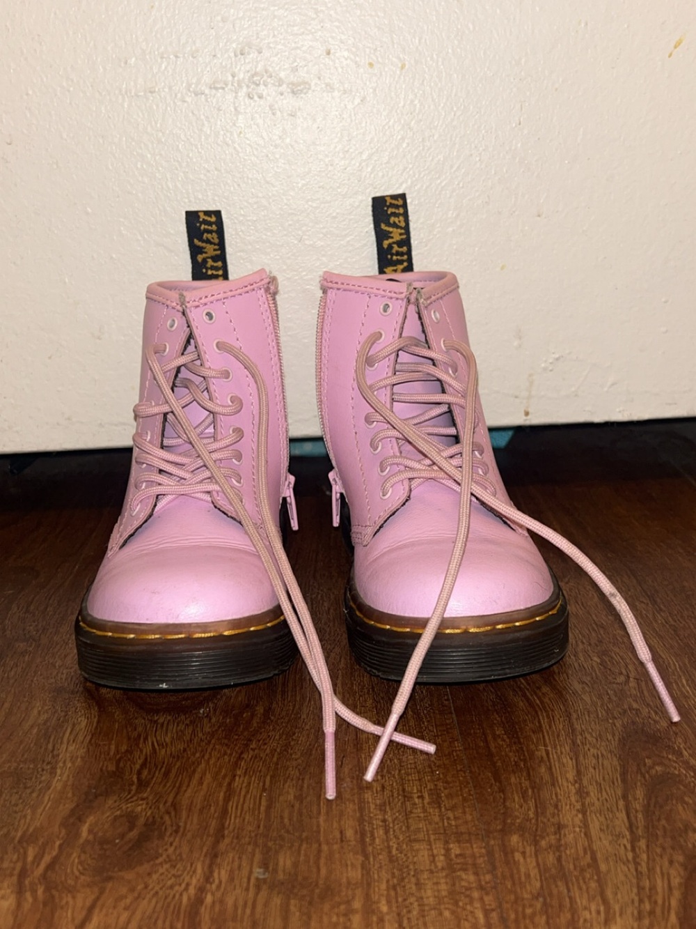 Dr. Martens Light Pink Leather Lace-Up Ankle Boots